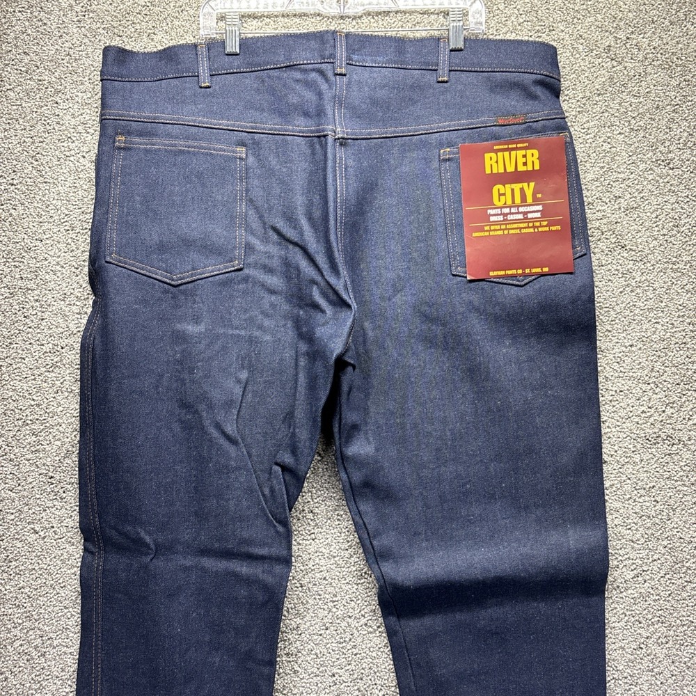 River City Jeans Mens Size 44x34 Blue Fleece Lined Denim Work Vintage USA Made‎